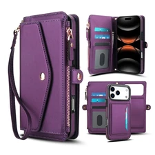 For iPhone 17 Pro Max/17 Air/17 Magnetic Detachable Wallet RFID PU Leather Case