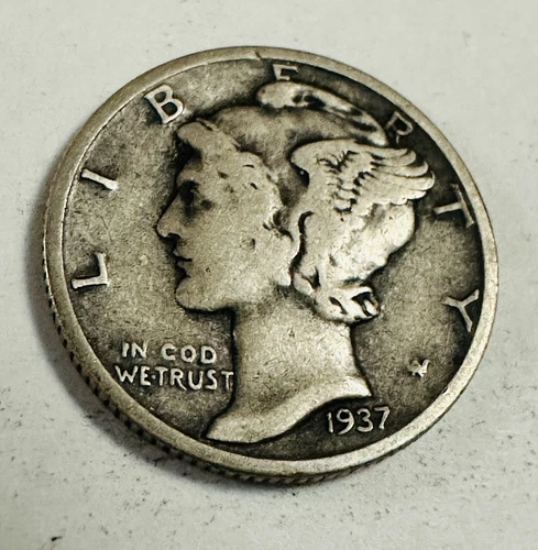 1937-S Mercury Silver Dime XF W/ Bold Date & Mint Mark As Shown (low Price)#MD37