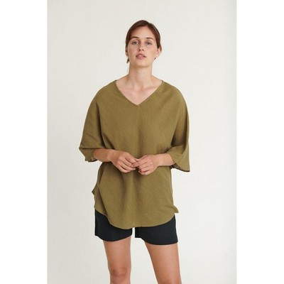 Basic Apparel Blouse Shirt Simone Batwing Top Martini Olive M 38