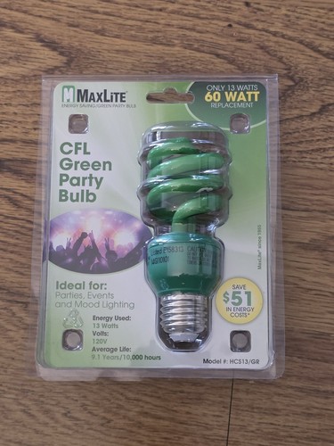 Green & Red CFL party bulbs MultiLite Lighting 13w=60w 120v Colored bulbs - Picture 2 of 5
