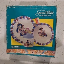 Vintage Disney Selandia Snow White Dwarfs Melamine Kids Plastic Plate Set NIB