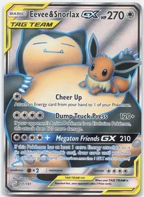 Eevee & Snorlax GX (Full Art) Ultra Rare SM - Team Up SM9 Colorless Holo 171/181