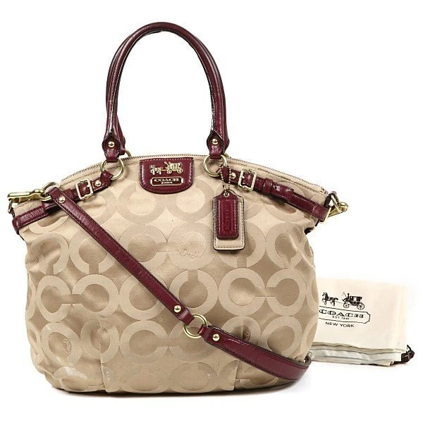 Auth COACH Coach Tote Bag Outlet Madison Op Art Satchel 2WAY Shoulder 18649