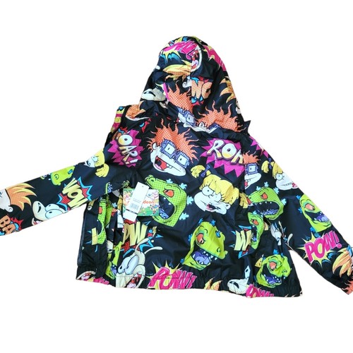 Nickelodeon Rugrats & Rocko Mash Print Windbreaker Full Zip Jacket Kid M 10/12 - Picture 5 of 5