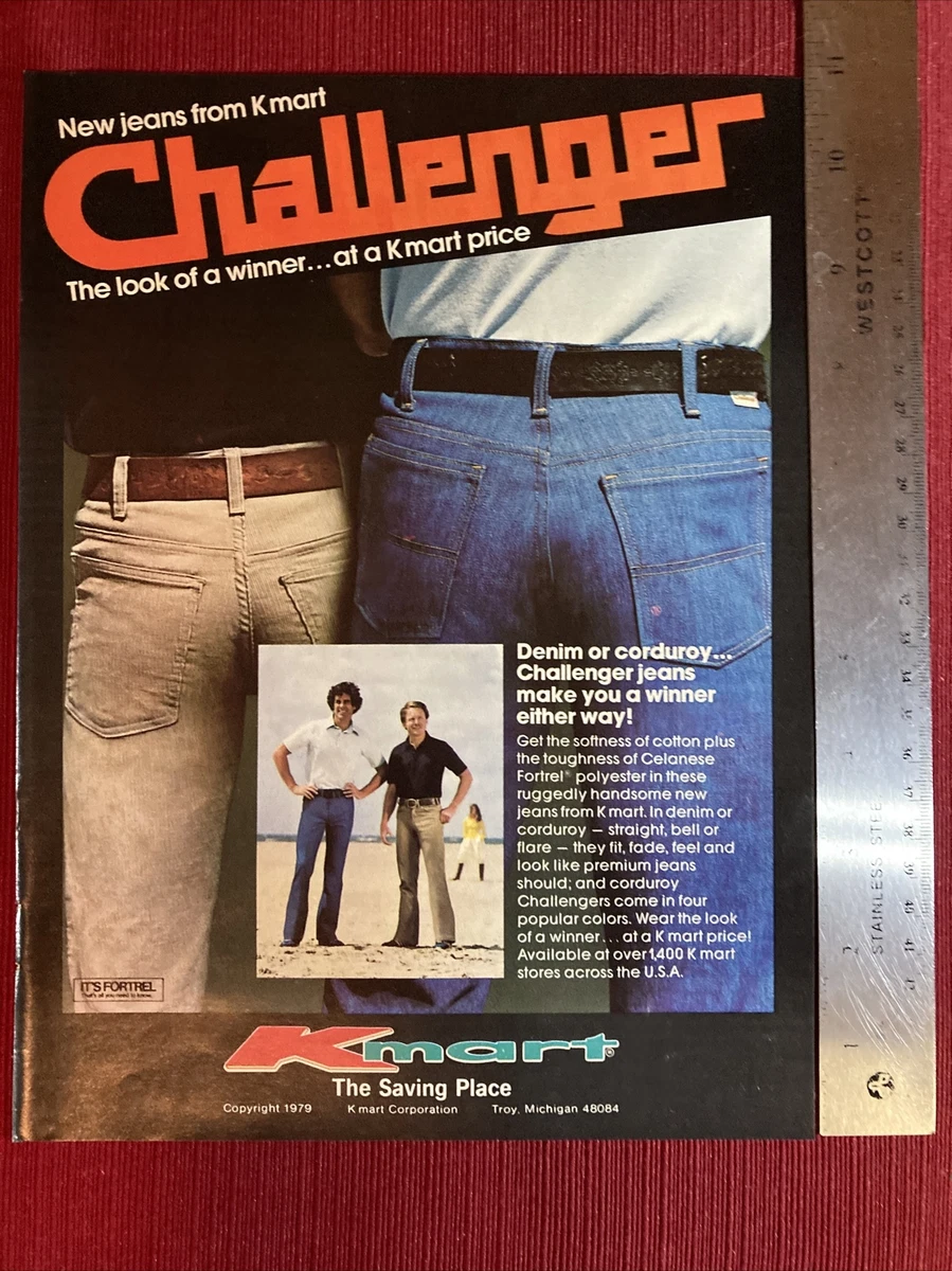 Challenger Men's Jeans from Kmart 1979 Print Ad - Great To Frame!