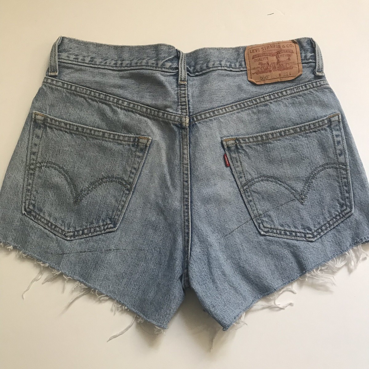 Vintage Levis 550 Cutoff Jeans Shorts Sz 32 Red Tab High Waisted - Main Image