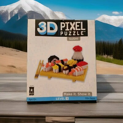 Bepuzzled 3D Pixel Puzzle SUSHI Set Level 3 Ages 12+ NEW 559+ Pieces AreYouGame