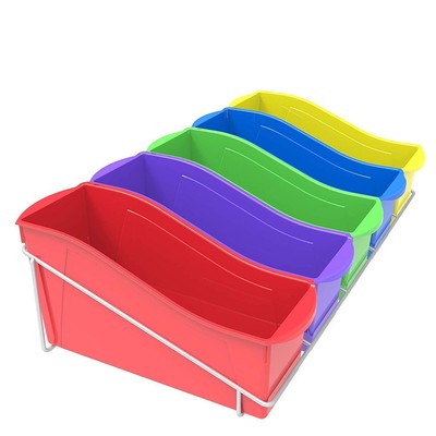 Storex Large Book Portable Cubby Bin, Metal Shelf Rack Included, 5-pack