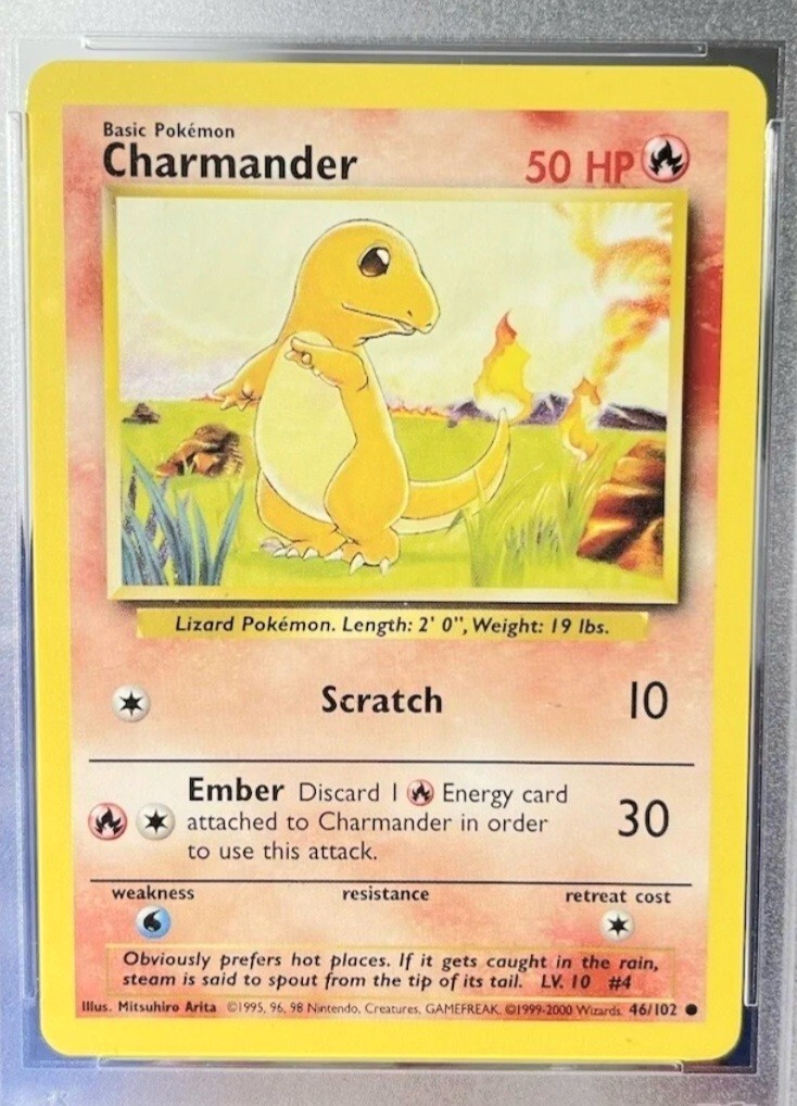 46 102 pokemon card Used] Charmander Pokmon Game  Normal English version old back  Charmander 46/102 1 (Used) 1386659683| magi -TCG Marketplace- [1] Scratch (10) [1R] Ember (30) Discard 1 Fire Energy card to use this attack. CHARMANDER - Base Set -