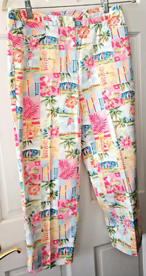 EP Pro Golf Pants Tropical Golf Course Pink Pastel Patchwork Print Capri Size 6