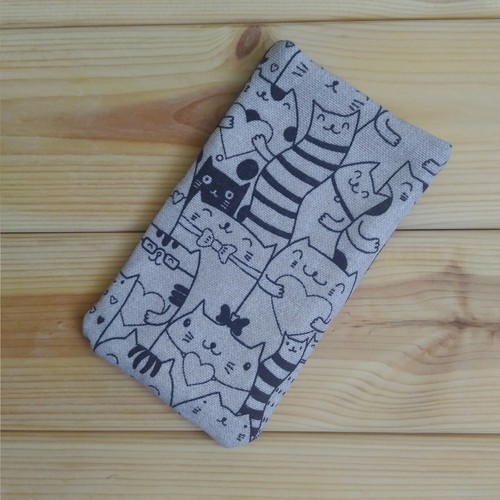 FOR SONY XPERIA 10 PLUS / XA2 HANDMADE PHONE CASE FABRIC AND SMALL POCKET CATS - Picture 5 of 6