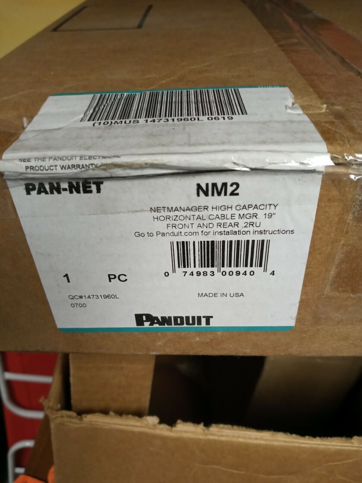 Panduit NM2 Horizontal 2RU Front Back Cable Manager 19'' New