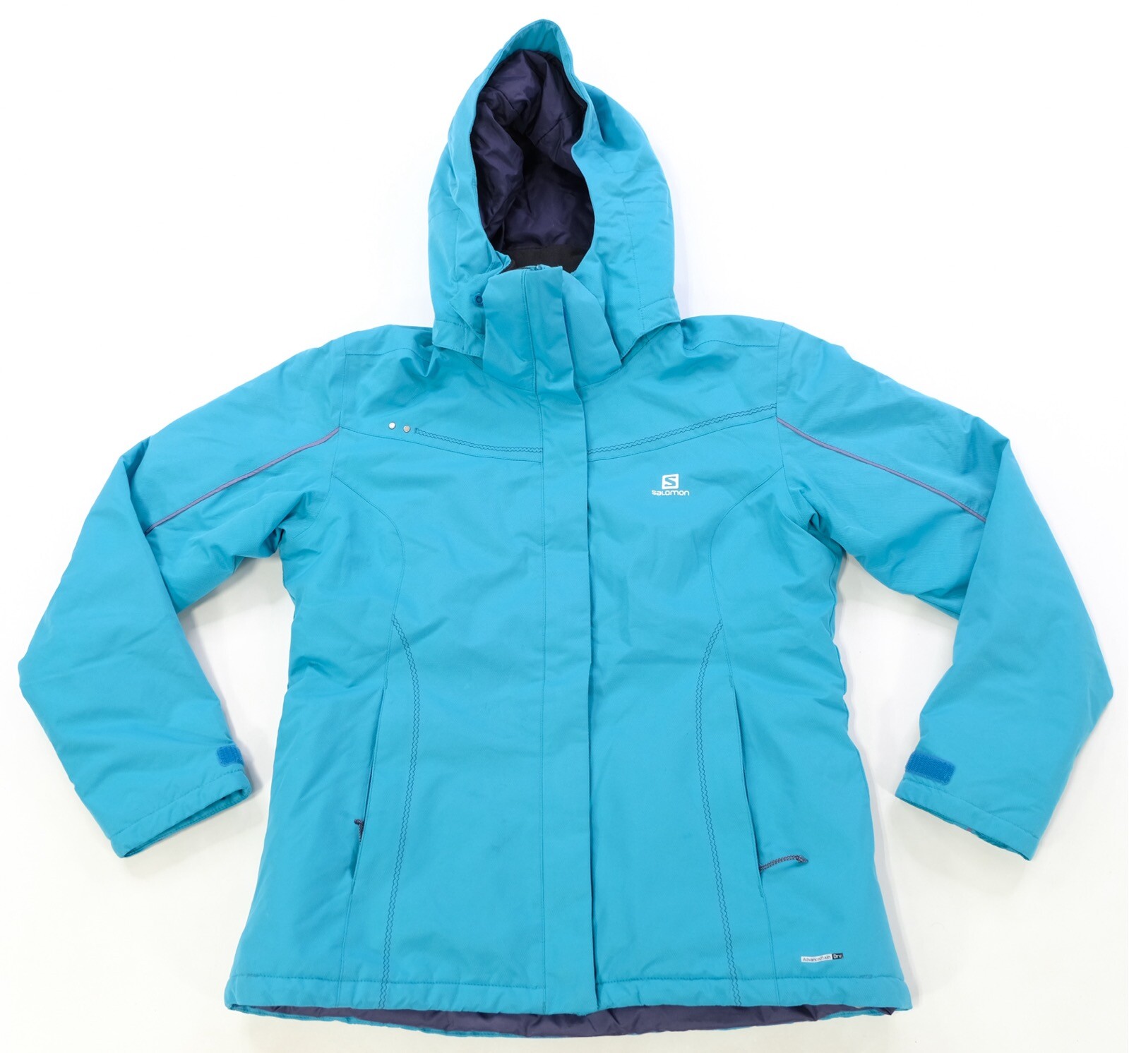 Rara giacca con cappuccio vintage salomon Advanced Skin Dry con cerniera intera anni 2010 blu donna L