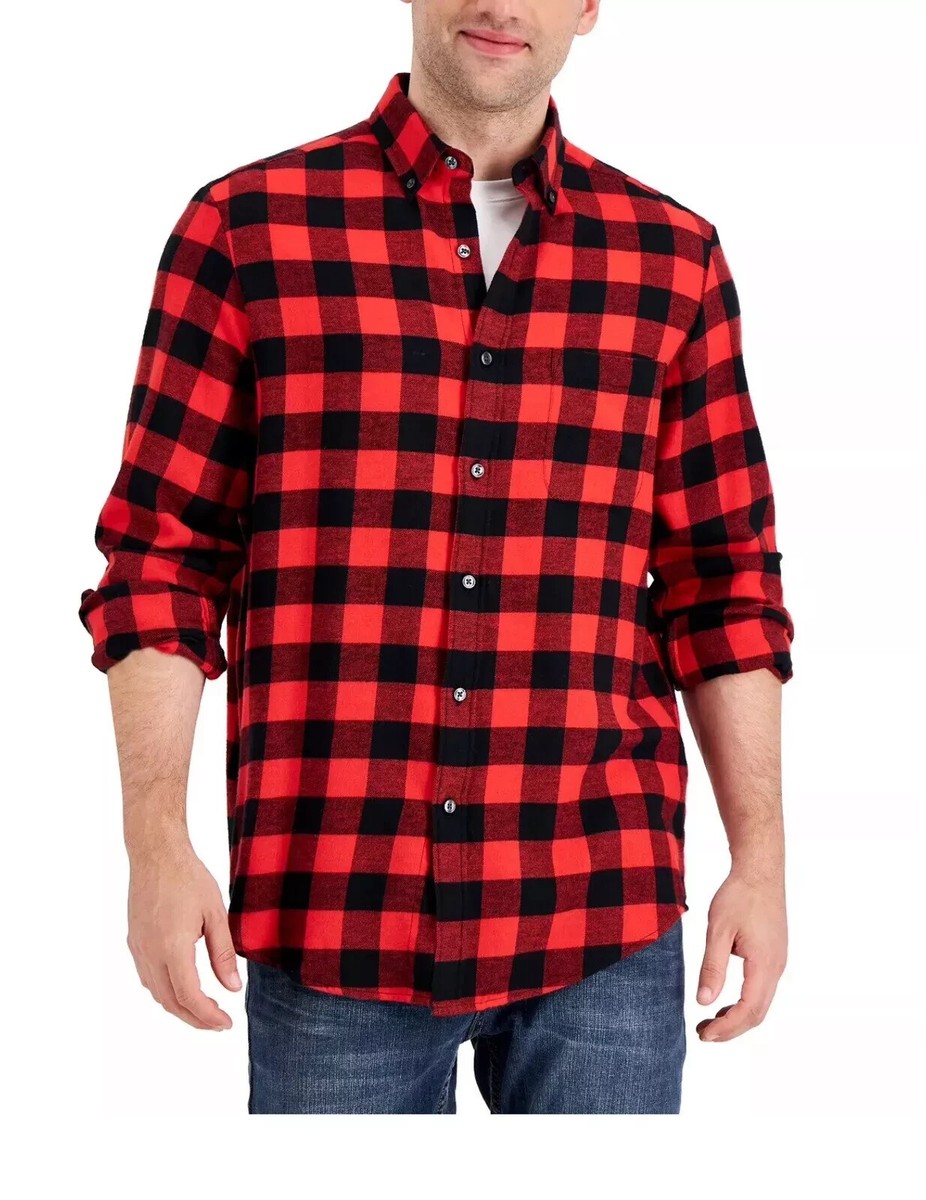 Checked Shirt Fashion Red Flannel Shirt Womens Club Room Men's