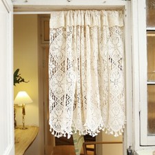 Vintage Crochet Lace Door Curtain Cotton Thread with Tassel Trim