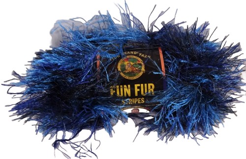 Lion Brand Yarn Fun Fur Deep Sea Blue Eyelash Knitting Crochet PARTIAL SKEIN