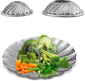 NEW Pro Chef Kitchen Tools Pair of Two Stainless Steel Collapsible Steamer Set
