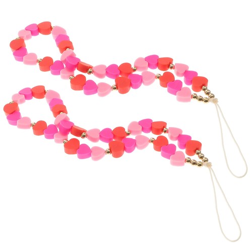 2 Pcs Pink Love Lanyard Handy-Kettenperlen Handy-Lanyard Aus Tonperlen - Zdjęcie 9 z 12