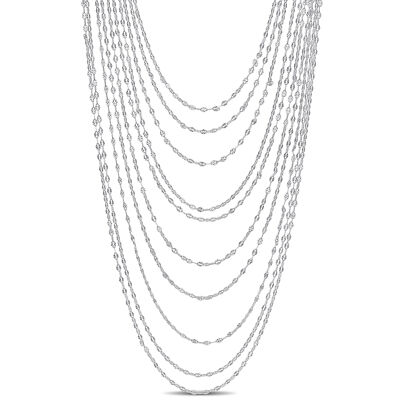 Amour Sterling Silver Multi-Strand Chain Necklace - 18 in.