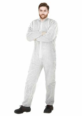 Disposable Polypropylene Coverall  Zipper Front Protective Suit White Wholesale