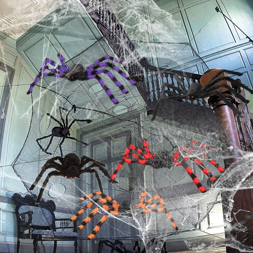 11.8FT Halloween Spider Web With Spider and Hanging Skeleton Phantom Decor | USA - Picture 21 of 47