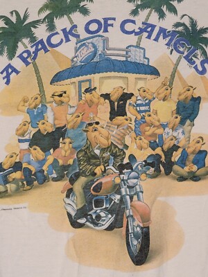 Joe Camel Vintage 90s A Pack Of Camels Cigarettes Motorcycles T