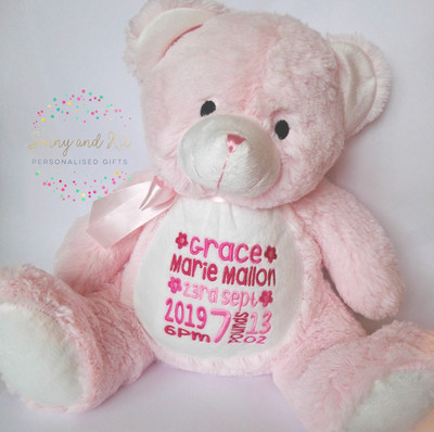 personalised pink teddy bear