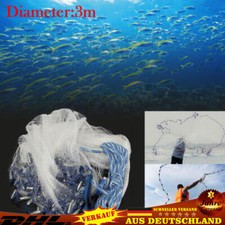 10ft/3M Profi Wurfnetz Fischernetz Fangnetz Cast Net Köderfischnetz Angeln Netz!