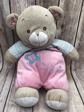 Lovey My First Bear Plush Pink Beige with Stripes Butterfly Infant Baby Girl