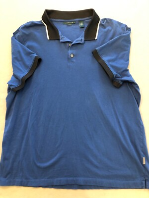 Perry Ellis Polo Shirt Men's 2XL Blue Knit Casual Pima Cotton