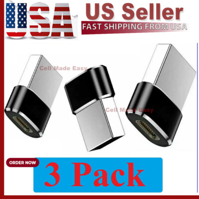 3 PACK USB C 3.1 Type C Female to USB 3.0 Type A Male Port Converter Adapter BLK