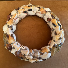13" across Sea Shell Wreath Handmade Nautical Beach Ocean Handmade 2 sided hang