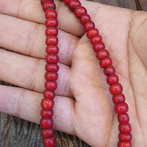 Cuentas antiguas de comercio veneciano rojo sangre corazones blancos hebras 7 mm - Imagen 8 de 19