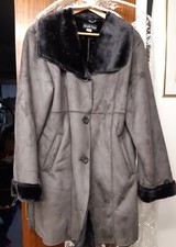 Gabriella Vicenza Faux Sheepskin, Fur Mid-length Coat. Grey, Size 16/18 Used Vgc