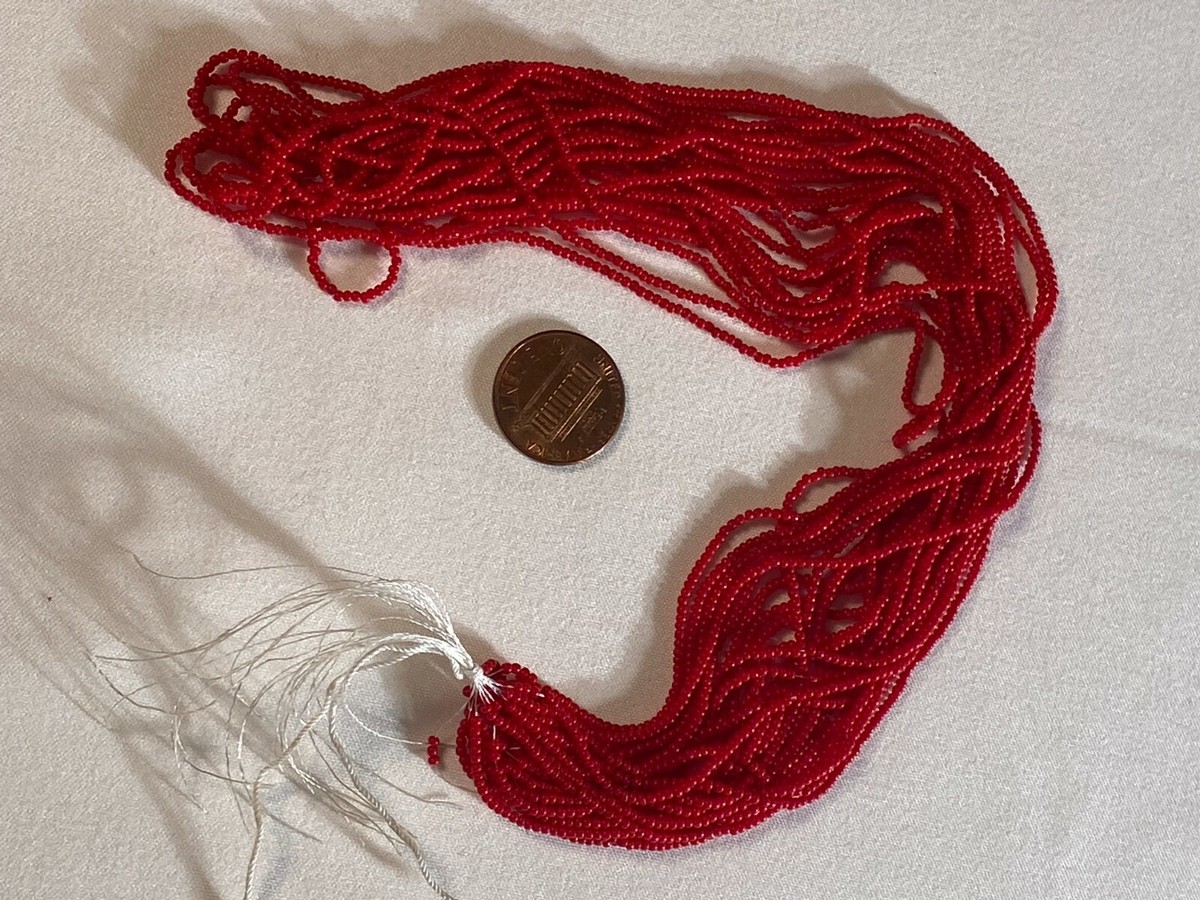 RARE Antique/Vintage Seed Beads-13/0-14/0 Rich Cherry Red Opaque