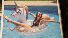 NEW Pool Candy Glitter Unicorn Jumbo Inflatable Pool Tube 42" Ages 6 