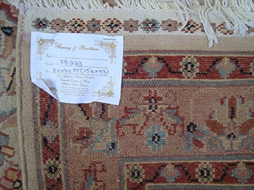 Area Rug Ivory Medallion Floral Hand Knotted Wool Silk Carpet (5 x 3)' -New - Picture 6 of 6