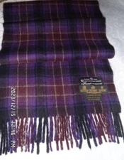 Kinloch Anderson Scotland Scarf Lambswool Angora Tartan Soft Purple Tassels