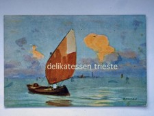 TRIESTE Pittore MICEU barca vela vecchia cartolina 3