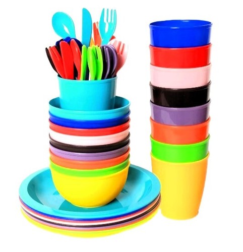 "Youngever" / 54 teiliges Kunststoff Kindergeschirr Set - Bild 2 von 12