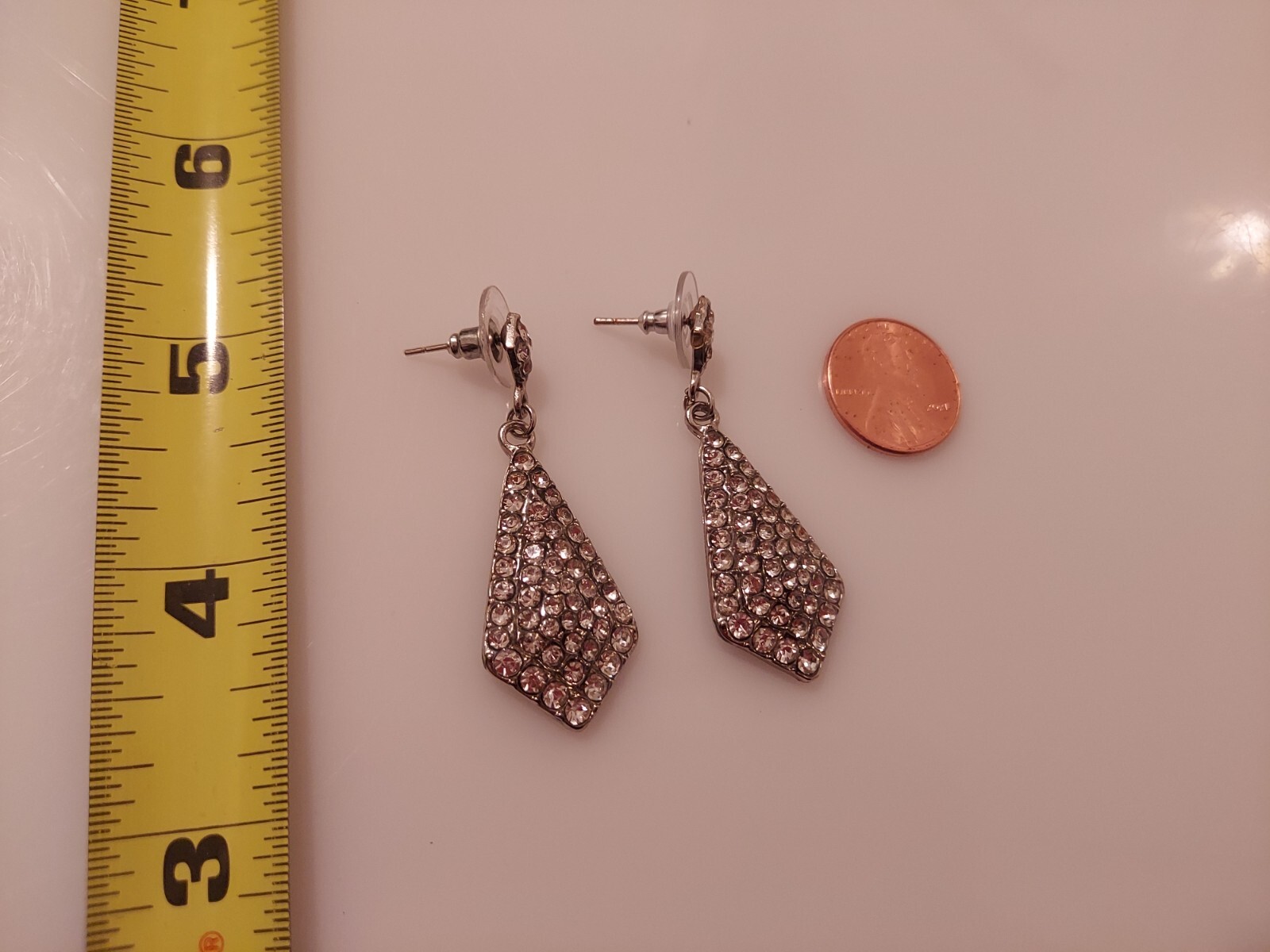 Rhinestone teardrop shape drop dangle earrings po… - image 8