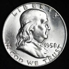 GEM BU UNCIRCULATED UNC MS 1958-D SILVER  FRANKLIN HALF DOLLAR BRILLIANT LUSTER
