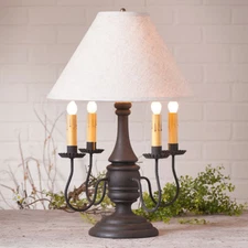 Jamestown Wood Table Lamp with Ivory Linen Shade in 3 Color Choices/Country Lamp
