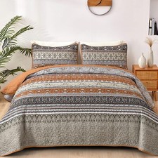 WONGS Boho Bedding Quilt Set Queen King Size All Season Bedspread for Bedroom