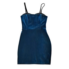 Velvet Mini Dress Blue Sexy Club Nightclub Flirty Party NYE 80s Goth Regal Vamp