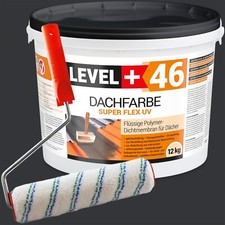 Dachfarbe 12kg Anthrazit Flexible Sockelfarbe Dachlack +Farbroller 25cm Set RM46