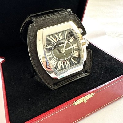 CARTIER ROADSTER TRAVEL CLOCK ALARM QUARTZ BLACK DIAL DESK CLOCK W