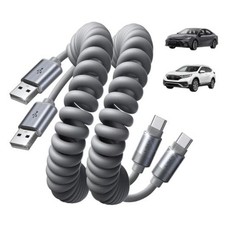 Coiled USB C Cable, USB A to USB C Cable 2 Pack Type C Charger 4FT Space Gray