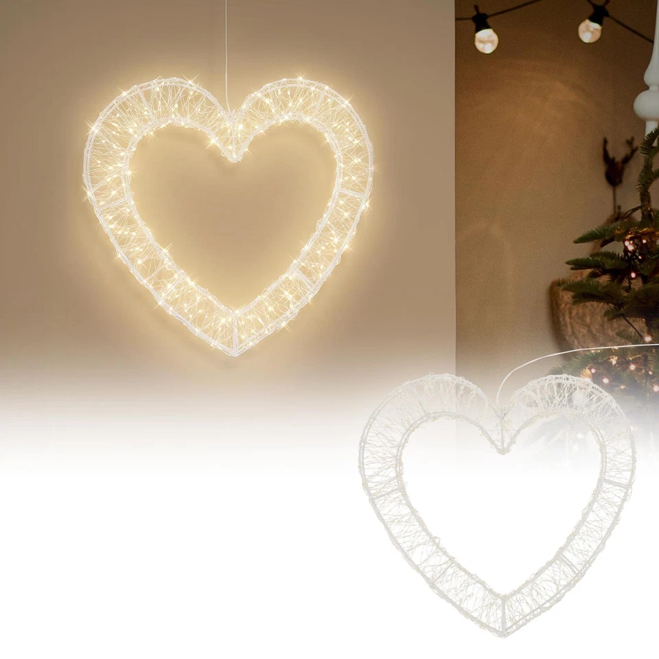 Cœur décoratif à LED avec minuterie décoration lumineuse suspendue de Noël IP44 - Photo 1/1
