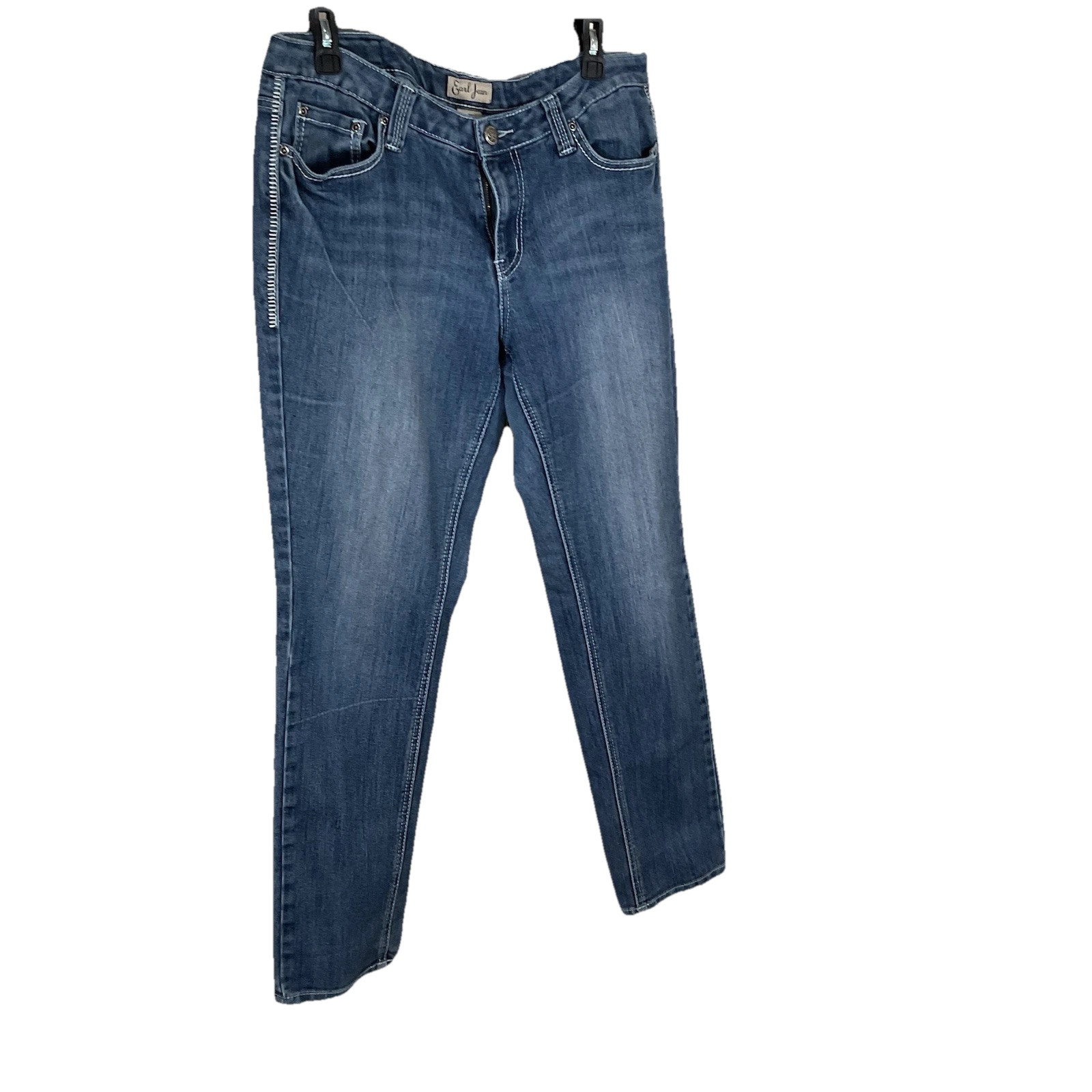 Earl Jeans Womens Blue Embroidered Studded Size 12 Thick Stitch